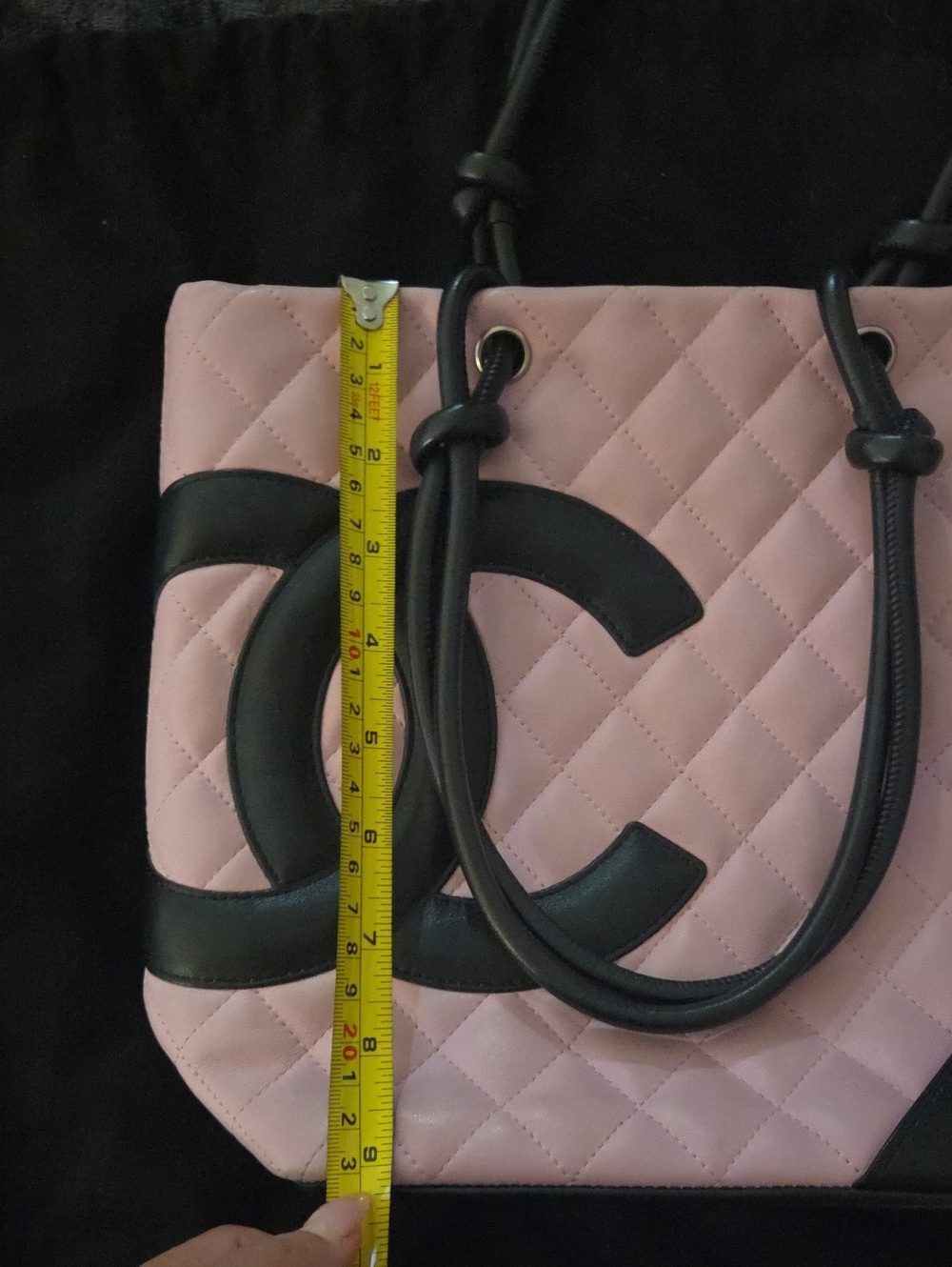 CHANEL CAMBON STUNNING AND RARE Pink Quilted Tote with Black Accents - Picture 13 of 14